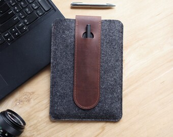 iPad Mini Case with Pen Slot: Handmade, Personalized Wool and Leather Tablet Cover for iPad Mini