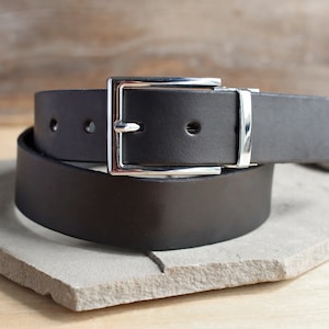 Men&#39;s Leather Dress Belt - Handmade,  1.3&quot; Full Grain Leather: Black, Brown, Tan