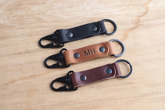 SpringbokCraftCo Tactical Leather Keychain with Sling Hook: Personalized, Multiple Colors, Trigger Clasp, Snap Clip