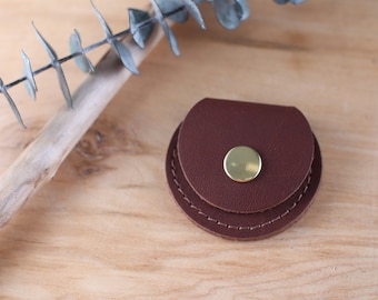 Custom Leather Ring Pouch, Round: Rustic Wedding, Gifts, Personalized