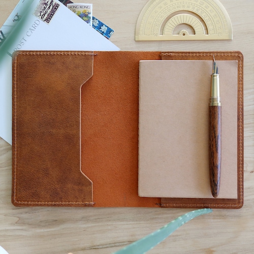 4 Pocket Leather Notebook Journal Cover Personalized for Etsy
