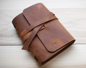 Personalized Leather Notebook Cover, Journal, Monogram, Moleskine, A6, FREE NOTEBOOKS, Refillable