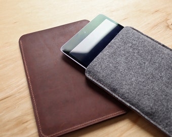 iPad Mini Sleeve: Handmade, Personalized Leather and Wool Tablet Cover for iPad Mini