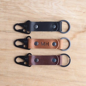 Porte-clés tactique en cuir avec crochet : personnalisé, plusieurs couleurs, fermoir à gâchette, mousqueton image 1
