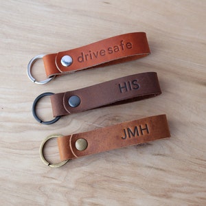 Personalized Leather Keychain, Fob, Gift, Anniversary, Multiple Colors