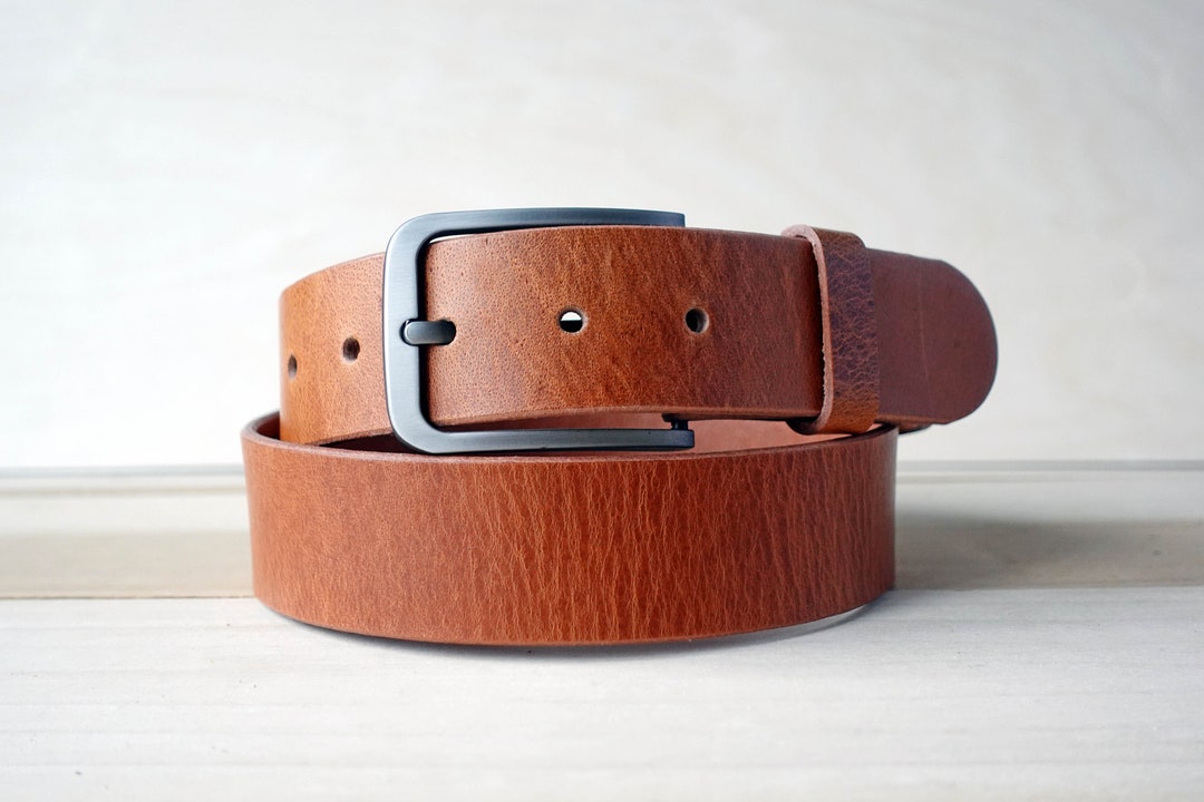 Men's Leather Belt Handmade, Full Grain Leather: Black