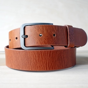 Men&#39;s Leather Belt - Handmade, 1.5&quot; Full Grain Leather: Black, Brown, Rugged Tan, Rugged Brown