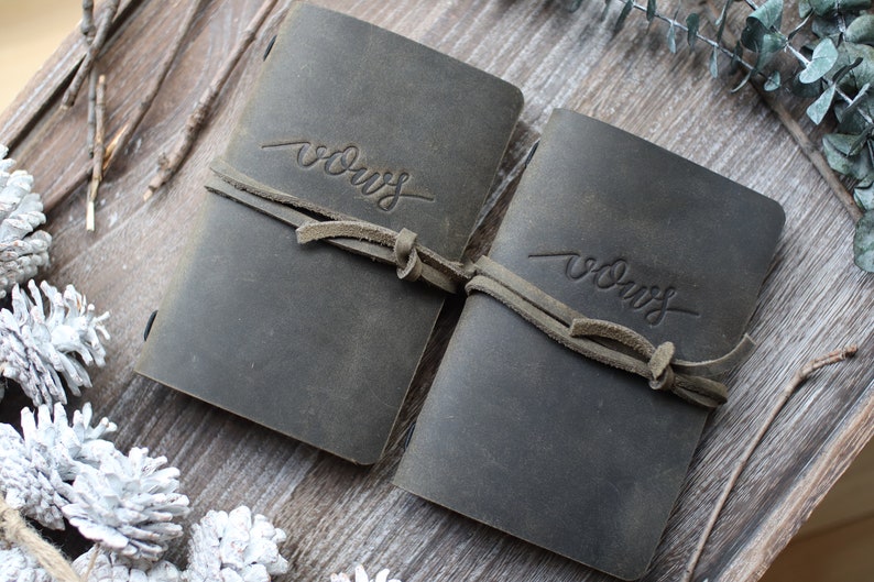 Leather Vow Book Cover Wedding vows, Gifts, Personalized, Free Notebook Included image 6