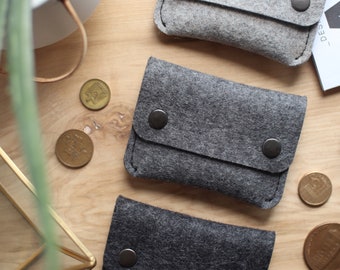 100% Wool Pouch Wallet for Coins and Cards | Minimalist Coin Pouch | Eco-friendly, Natural, Sustainable Materials