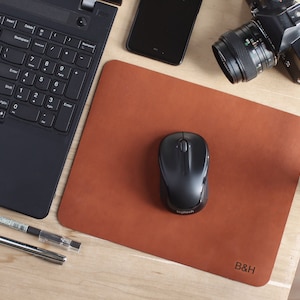 Personalized Leather Mousepad: Rectangle, Real Full Grain Leather image 1