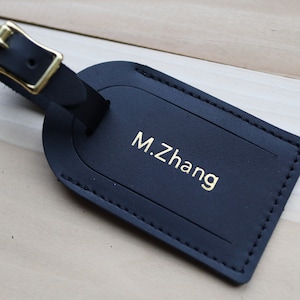 Étiquette de bagage en cuir avec lettres d’or ou d’argent, voyage personnalisé, cadeaux d’anniversaire