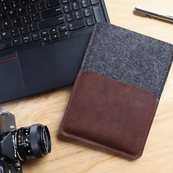iPad Sleeve with Pocket: Handmade, Personalized Leather and Wool Tablet Cover for iPad, Pro, Air, Mini, etc.