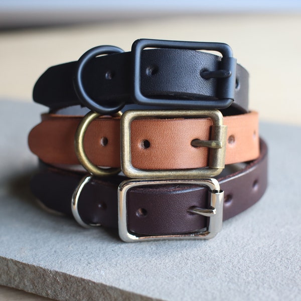 Leather Pet Collar, Dog Collar: Personalized, Handmade, Custom Sizing, Vegetable-Tanned Leather