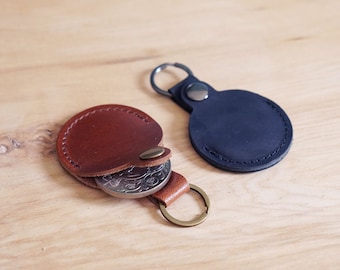 EDC Coin Protector Case with Key Ring: Personalized, Multiple Colors, Leather Coin Holder, Challenge Coin Pouch