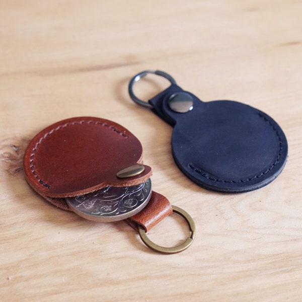 EDC Coin Protector Case with Key Ring: Personalized, Multiple Colors, Leather Coin Holder, Challenge Coin Pouch