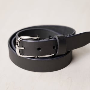Cintura in pelle da donna - 1" di larghezza, fatta a mano, pieno fiore: nero, marrone scuro, marrone chiaro
