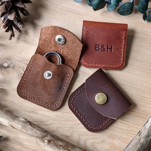 Custom Leather Ring Pouch, Rustic Wedding, Gifts, Personalized image 1