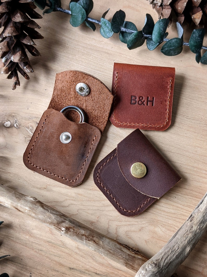 Custom Leather Ring Pouch, Rustic Wedding, Gifts, Personalized image 1