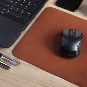 Personalized Leather Mousepad: Rectangle, Real Full Grain Leather image 2