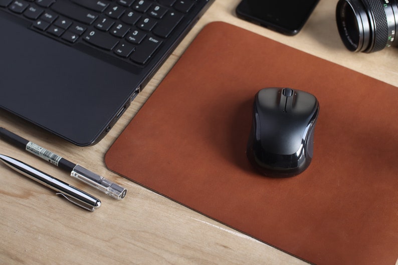 Personalized Leather Mousepad: Rectangle, Real Full Grain Leather image 2