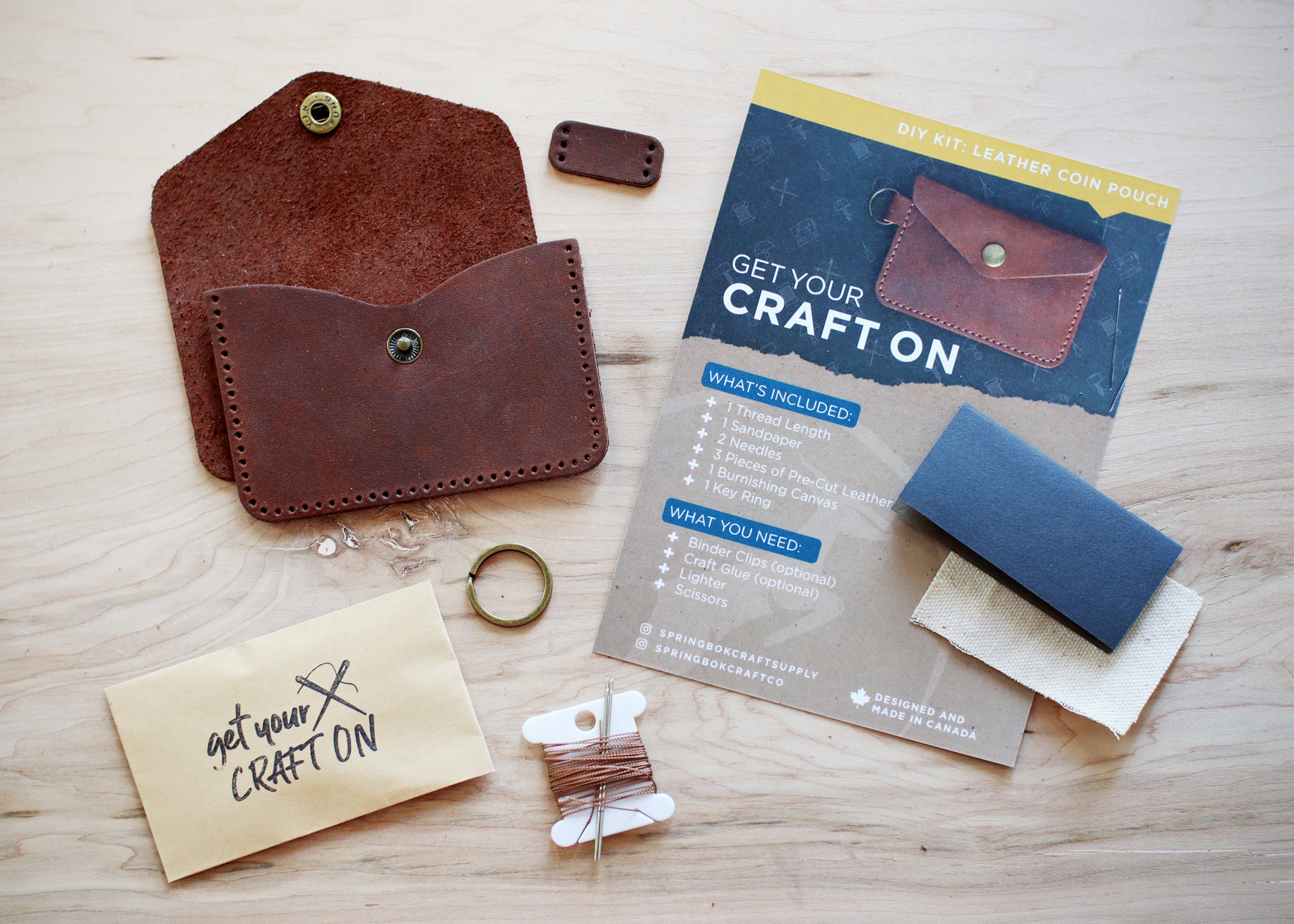 DIY Leather Wallet Kit, Gift Make Your Own Coin Pouch 