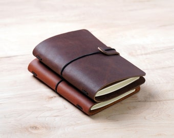 Leather Notebook Cover, Midori Style | Multiple Colors | FREE NOTEBOOK