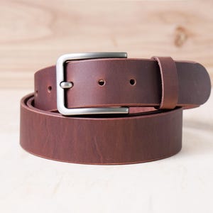 Men&#39;s Leather Belt - Handmade, 1.5&quot; Full Grain Leather: Black, Brown, Rugged Tan, Rugged Brown