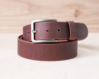Men's Leather Belt - Handmade, 1.5" Full Grain Leather: Black, Brown, Rugged Tan, Rugged Brown