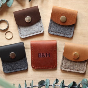 Wool and Leather Ring Pouch | Fully Customizable | Rustic Wedding, Gifts, Personalized