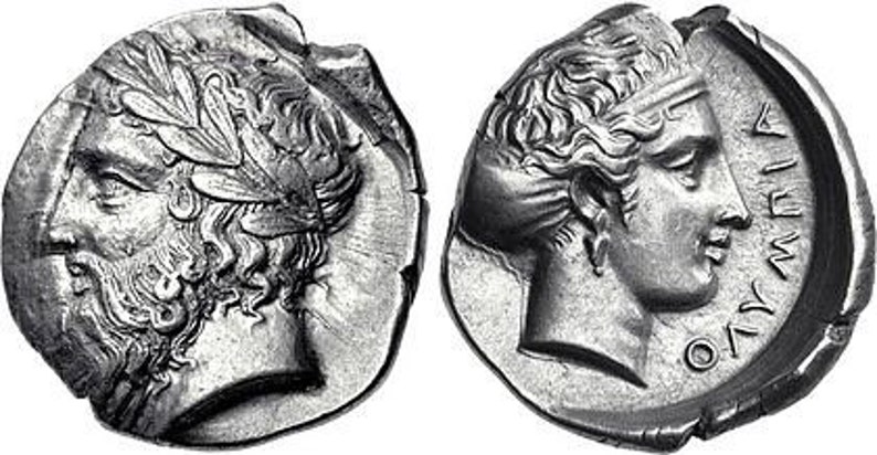 Greek Zeus Olympia 25mm Keyring Mythology Vintage Copper Coin Charm Keychain Antique Copper Greece Drachma Tetradrachm