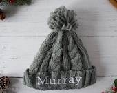 Personalized Gift Embroidered Children 39 s Beanie Hat for Kids in Grey