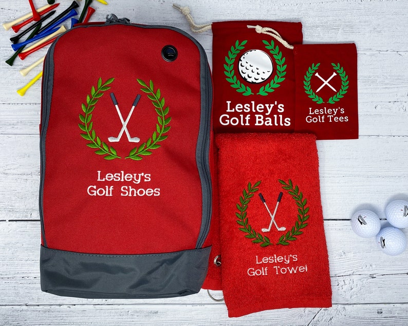 Golf Set of Personalised Embroidered Golf Shoe Bag Etsy
