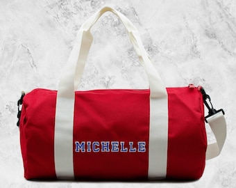 Personalised Embroidered Red Mini Barrel Gym Duffle Bag