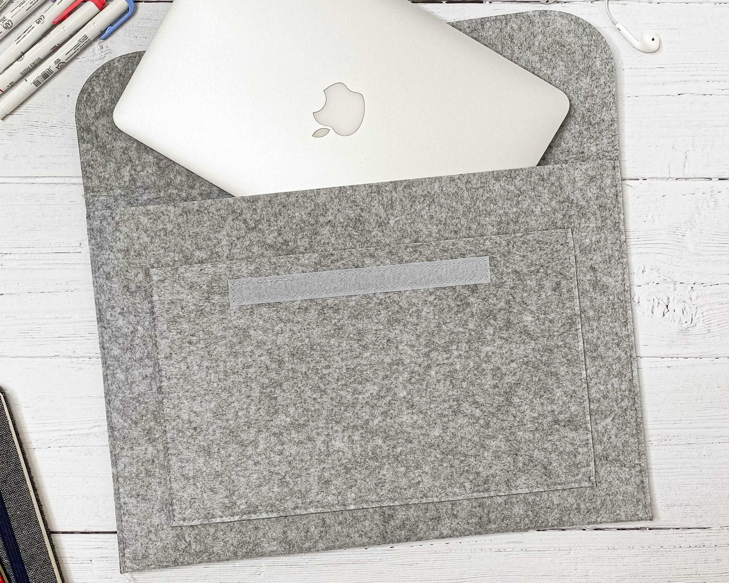 Personalised Custom Grey Felt Laptop Cover Case Etsy