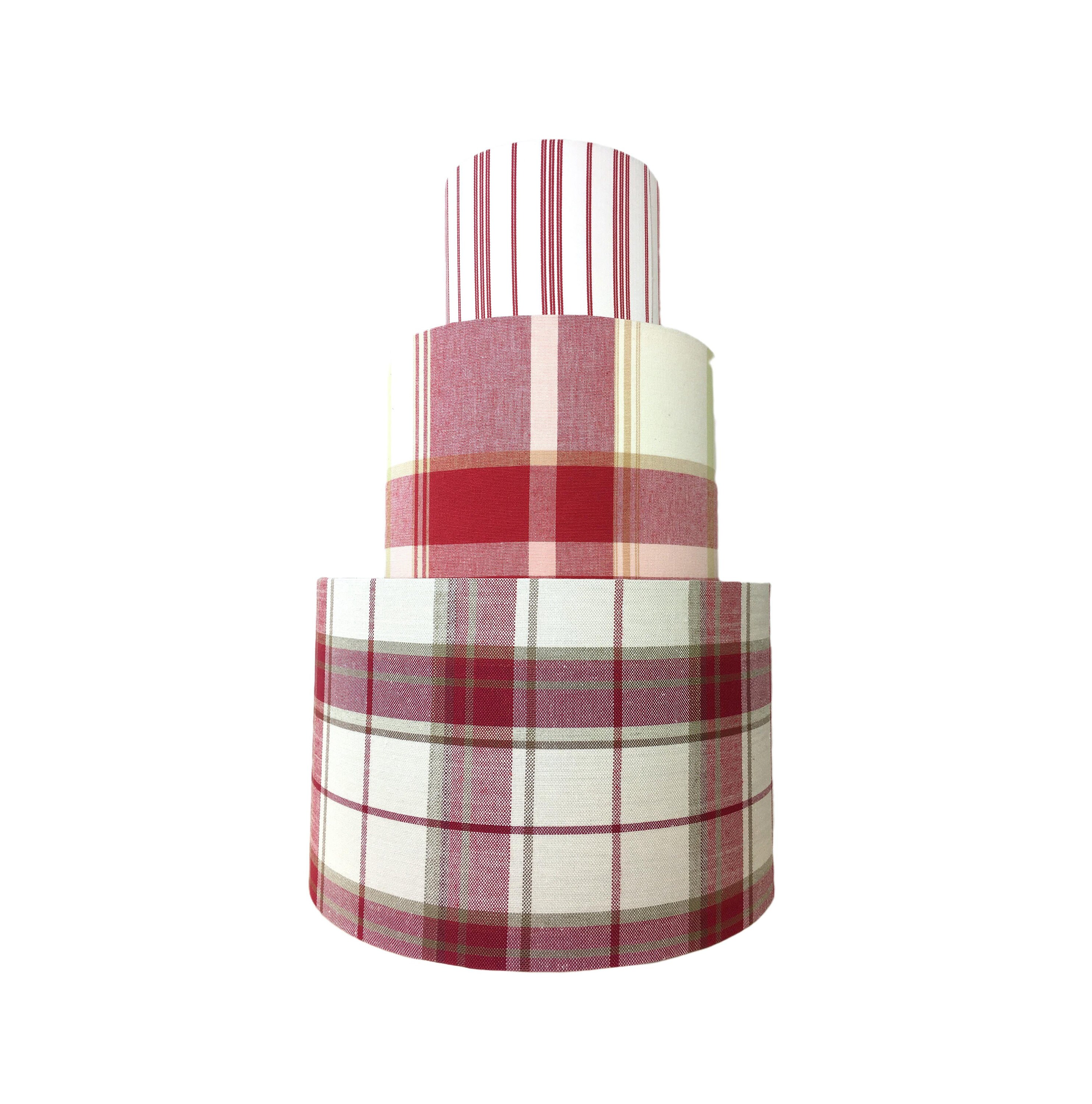 Laura Ashley Lampshade Handmade Gingham Highland Red Blue Linen
