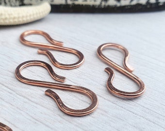 Copper S Clasps | Handmade Findings | 16 Gauge | Double Hook Clasps