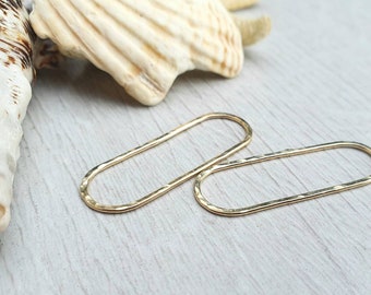Gold Filled Hammered Oval Connectors | 13 x 34mm | Earring Components | 2 Pieces