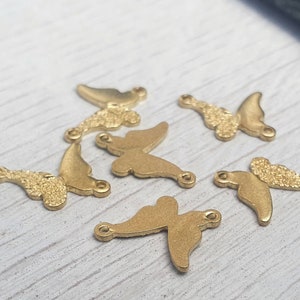 15.6 x 12mm Raw Brass Textured Butterfly Connectors | 6 Pcs