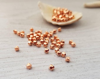 3mm Copper Bicone Beads | 50 pcs | Pure Copper