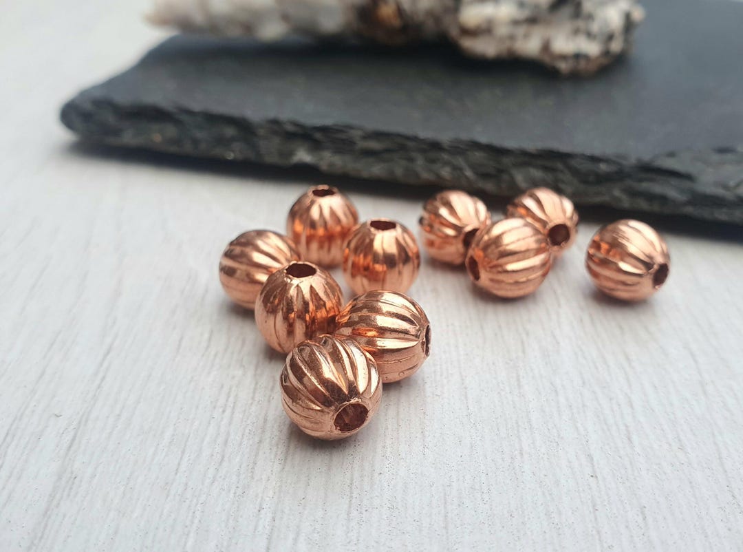 8mm Copper Melon Beads | Corrugated Copper Beads | Genuine Copper ...