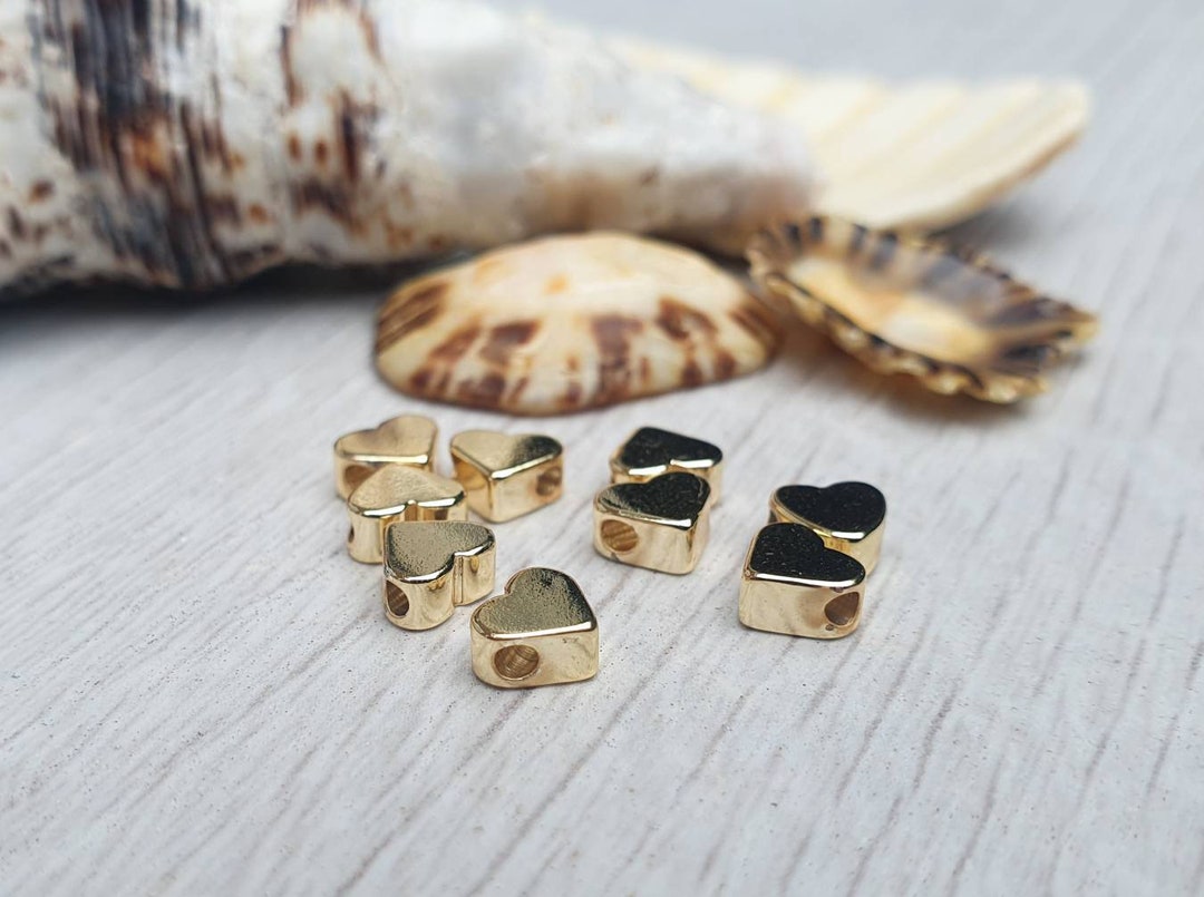 5.5 X 5mm Gold Plated Tiny Heart Spacer Beads | 10pcs - Etsy