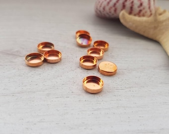 8mm Copper Round Bezel Cups | 5/10 Pieces