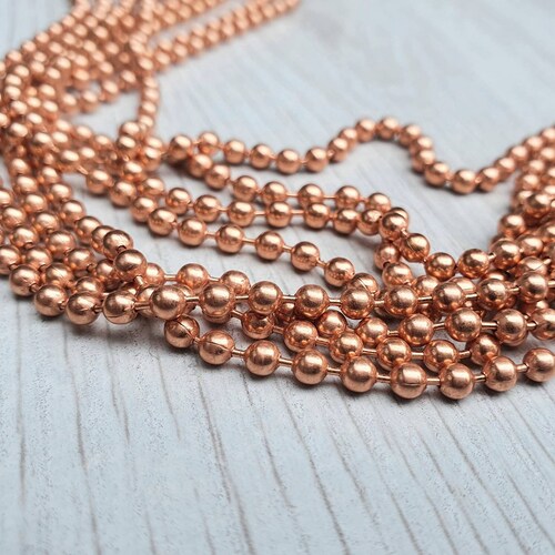 2.4 Mm Copper Ball Chain Raw Copper Chain 5/10/15/20 Foot Etsy