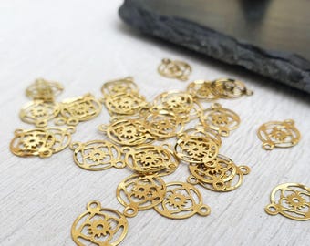 8 x 12mm Raw Brass Filigree Flower Connectors | 30 Pcs
