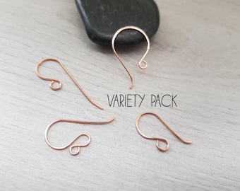 Variety Pack 5 | Raw Copper Handmade Ear Wires | 4 Pairs