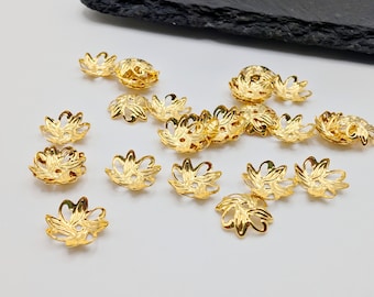 30pcs of 10mm 18K Gold Plated Bead Caps | Flower Embellishments