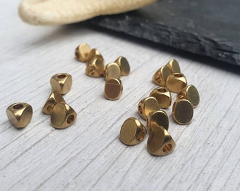 4.8 x 4.2mm Raw Brass Triangle Beads | Brass Spacer Beads | 20 Pcs