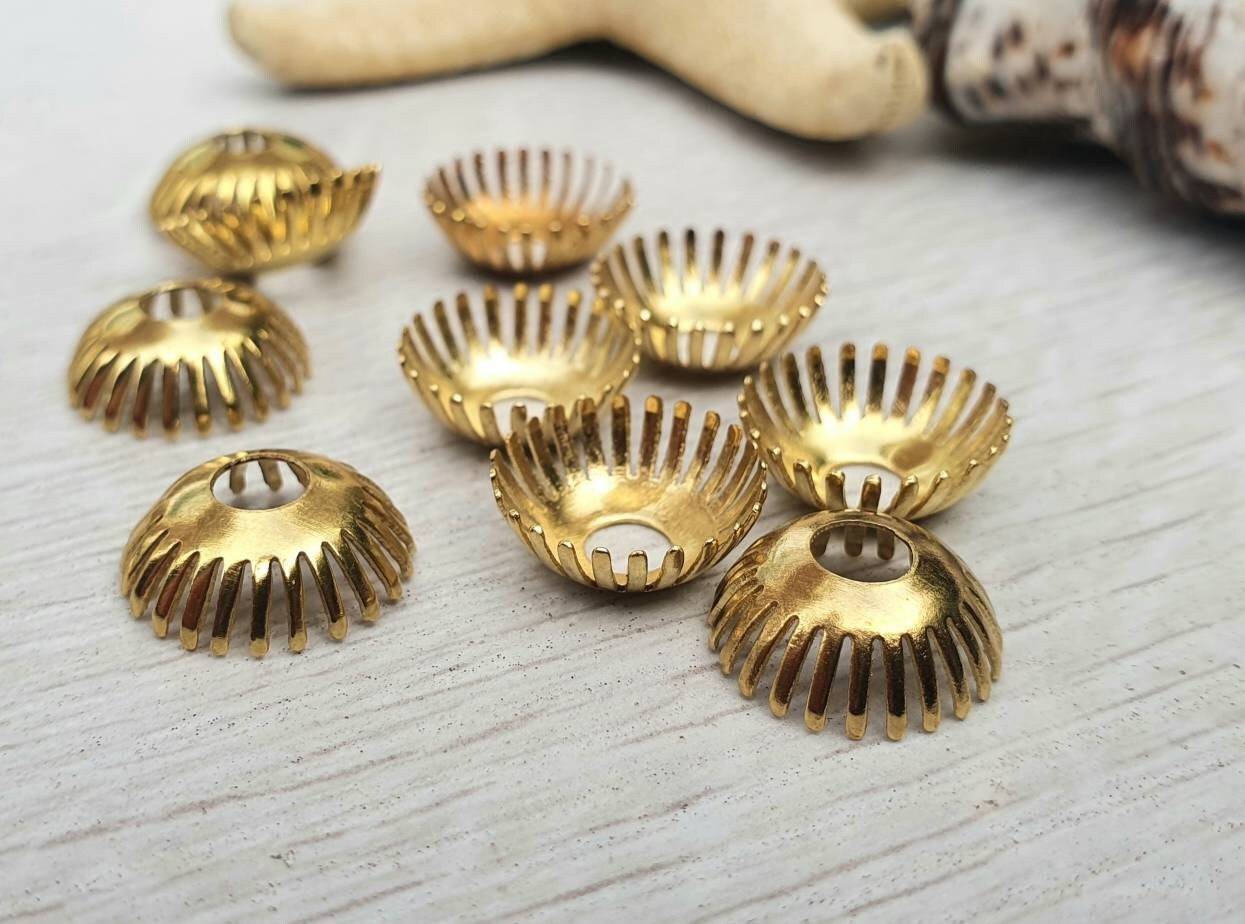 Brass Leaf Bead Caps, Nature Beads Cap, Leaf Findings, USA Made, 24PCS 