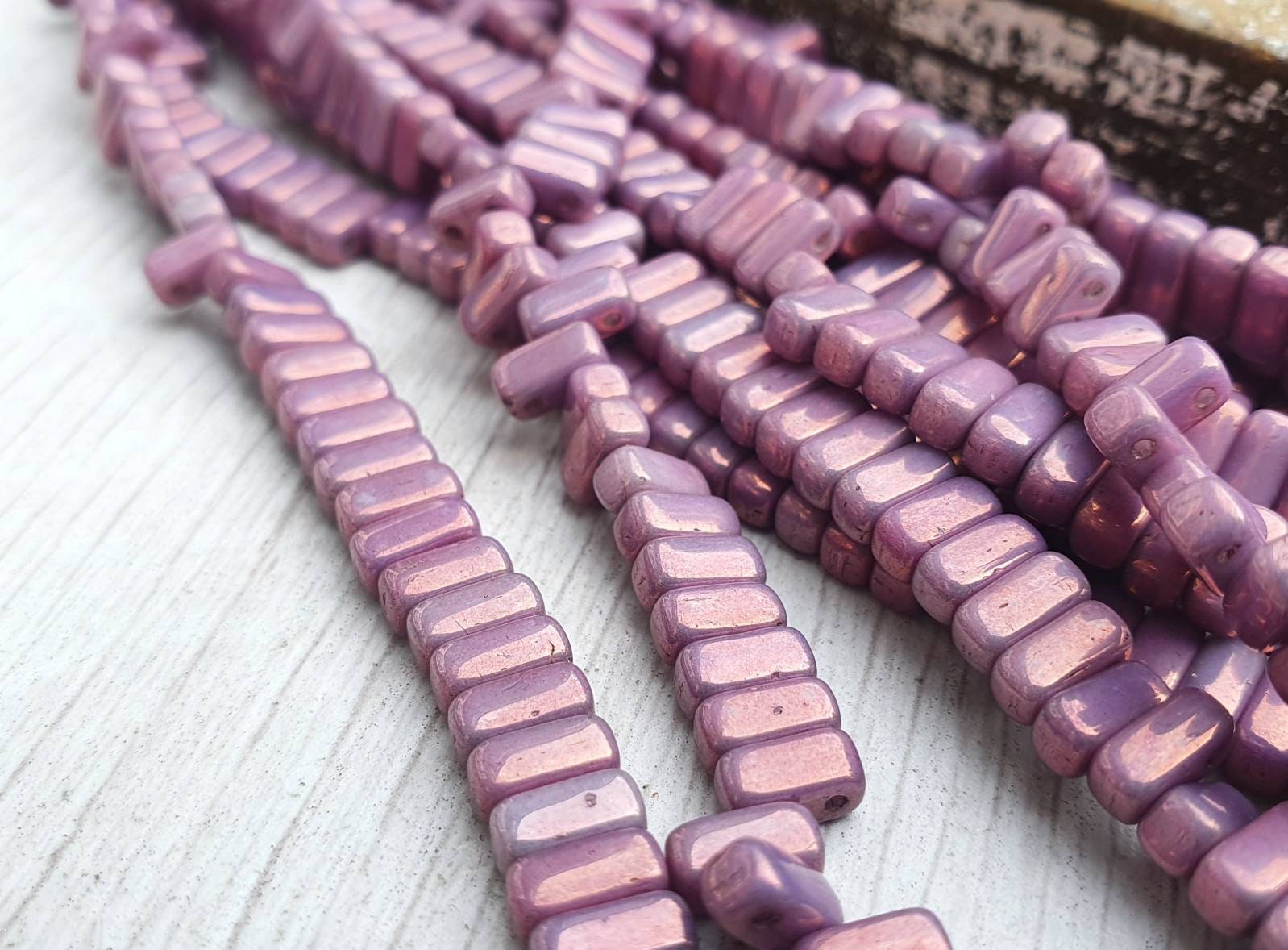 3 X 6mm Lilac Luster 2 Hole Brick Beads Full Strand of 50 - Etsy