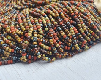 10/0 Vintage Red Picasso Seed Bead Mix | 2.4mm Beads | Full Strand